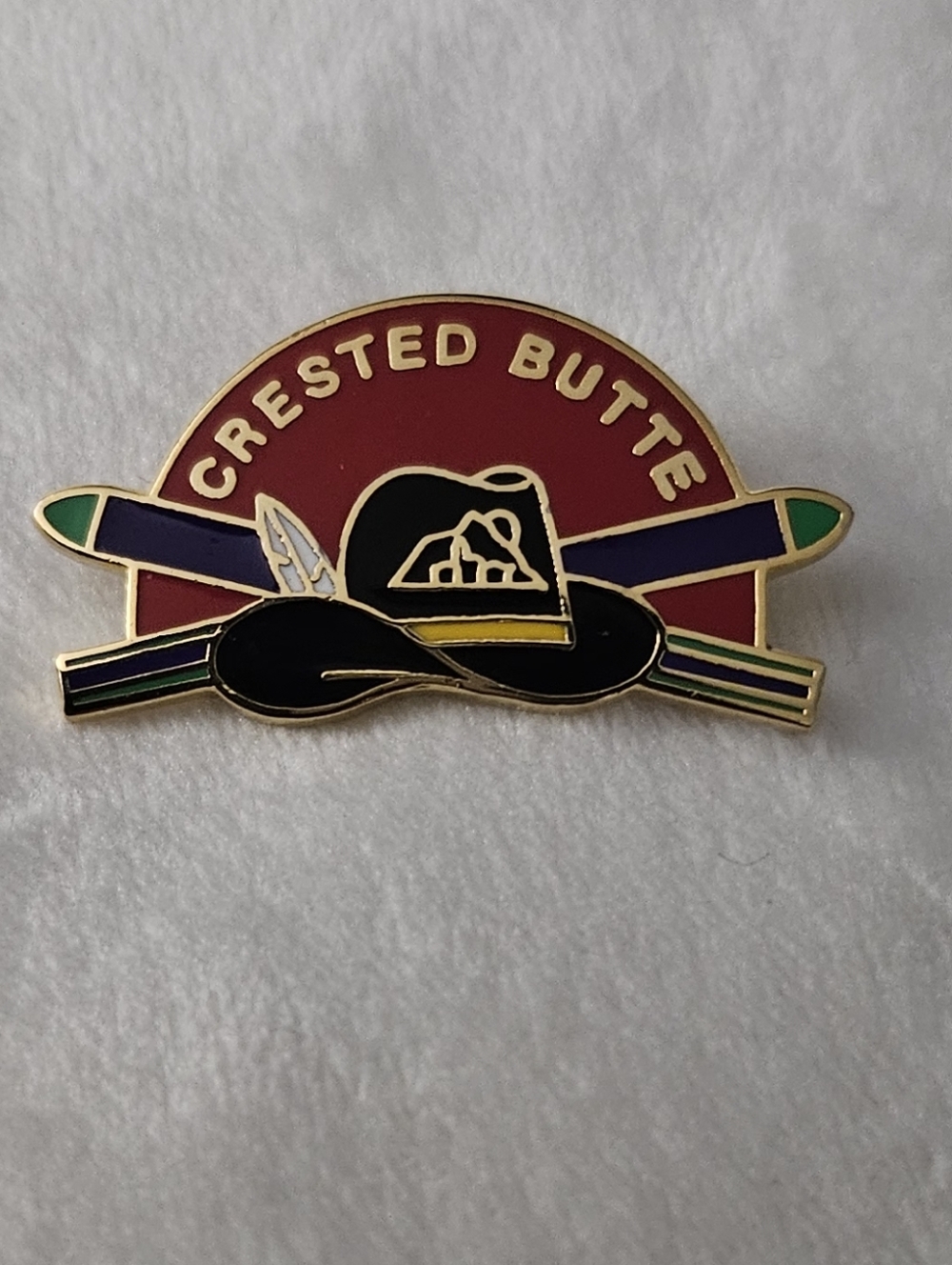 Crested Butte Enamel Pin - Black Hat Design Ski Resort